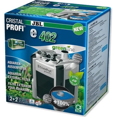JBL CristalProfi e402 greenline greenline - Енергоспестяващ външен филтър за аквариуми от 40л до 120 л или 40 до 80см дължина - 180 х 200 х 295 мм