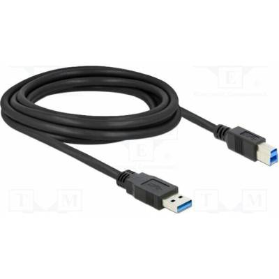 Delock 85069 ;USB A vidlice USB B vidlice zlacený 3m černý