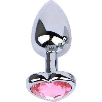 Sensual Метално дилдо Butt Plug "SILVER HEART PINK" 7 см. Размер-S