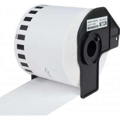 Páska PrintLine kompatibilní s Brother DK-44205 Páska, pro tiskárny štítků, kompatibilní s Brother DK-44205, pro Brother QL, papírová role, 62mm x 30,48m, snadno odstranitelná, bílá PLLB20