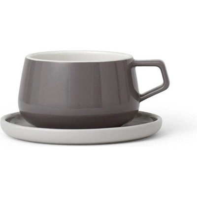 VIVA 250 мл сива порцеланова чаша за чай с подложна чинийка VIVA от серия Classic (1006995)