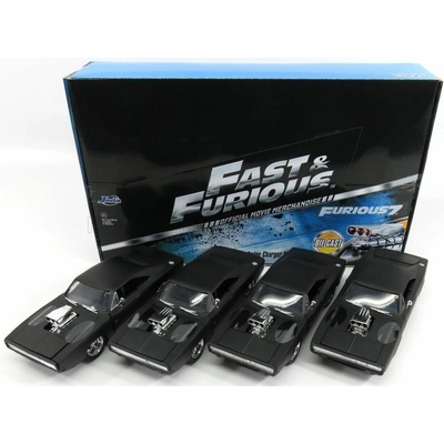 JADA DODGE SET 4X DOM'S DODGE CHARGER R/T 1970 - FAST & FURIOUS 7 - MATT BLACK 1:24
