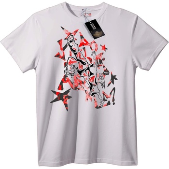 NOONEBRAND Тениска Градски абстракт Червено и Черно - XS, White