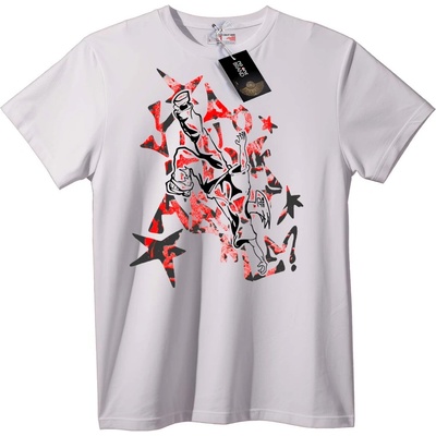 NOONEBRAND Тениска Градски абстракт Червено и Черно - XS, White