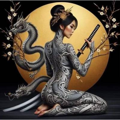 Norimpex - Puzzle Diamant painting: Asian warrior 30x40cm - 1 - 39 piese