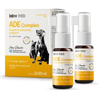 Lab-v ADE Complex - Комплекс от витамини А, D и Е под формата на спрей за кучета и котки, 2 x 10 мл