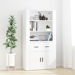 vidaXL Висок шкаф, бял, инженерно дърво (3185375)