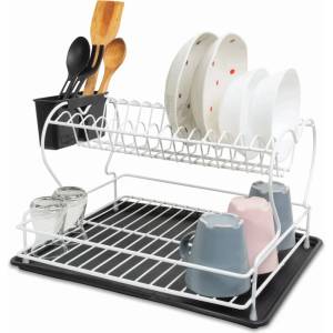 TopMebel Метална поставка за чинии Perilla в бял цвят 45x34x25см