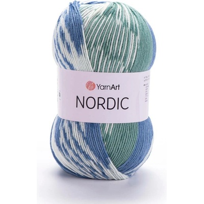 Yarn Art příze Nordic 654 zelená, modrá a krémová