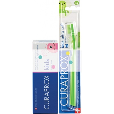 Curaprox Kids 6+ + CS 5500 kids ultra soft detská zubná pasta príchuť melón 60 ml + zubná kefka 5 x 3,2 g darčeková sada