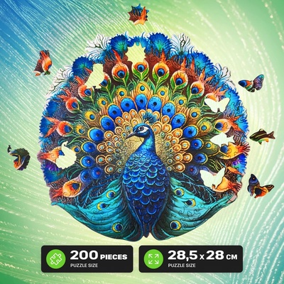 EscapeWelt Dřevěné luminiscenční Páv 200 dílků