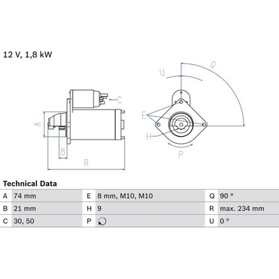 BOSCH 0 986 021 230 Startér (0986021230)