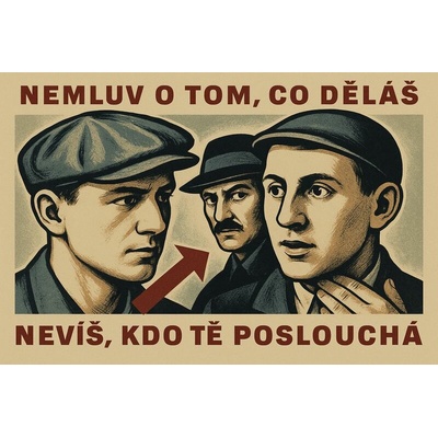 Ceduľa Nemluv o tom, co děláš nevíš, kto tě poslouchá