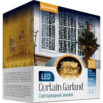 ColorWay CW-GW-300L33V, LED vánoční girlanda, 300x LED, Teplá bílá, Délka 3 x 3 m