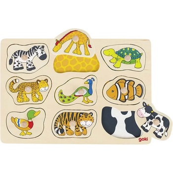 Image 1 of Goki Дървен пъзел с дръжки Goki - Окраски, със скрити картинки (57585)