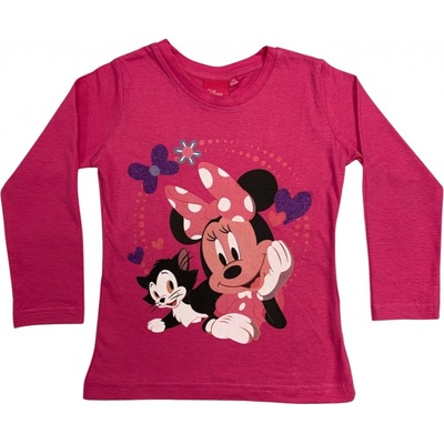 Setino dievčenské tričko s dlhým rukávom Minnie Mouse tmavoružové