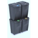 Prosperplast Sada 4 odpadkových košů SORTIBOX recyklovaná černá objem 4 x 35 L