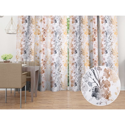 Biante Sametový závěs Tamara TMR-008 Hnědé a šedé pnoucí rostliny 145x210 cm