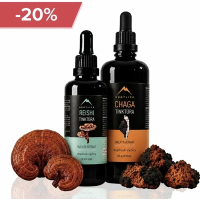 Hrotlife Jarný protokol na alergie: Reishi tinktúra 50 ml a Chaga tinktúra 100 ml