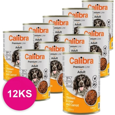 Calibra Dog Premium Adult with Chicken & Liver 12 x 1240 g