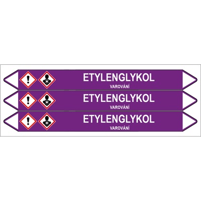 Značení potrubí, etylenglykol,3 ks, 355 × 37 mm PZ 007207