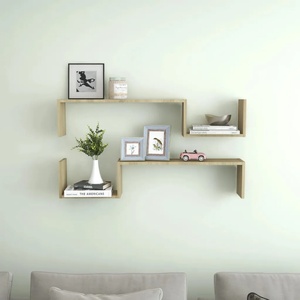 vidaXL Стенни рафтове, 2 бр, дъб сонома, 100x15x20 см, инженерно дърво (807271)