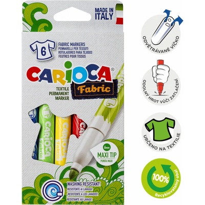 Carioca textilní fixy maxi hrot 6 ks