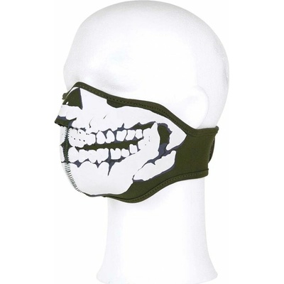 Maska obličejová SKULL 3D neopren zelená