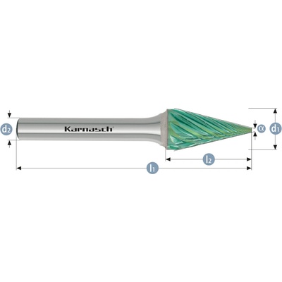 Karnasch 116099040 | SKM kužeľová špicatá fréza HP-3 PRO 12x26x6-71 mm, povlakovaná