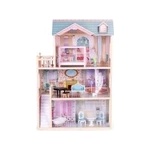 ECOTOYS Дървена къща за кукли ecotoys, 3 етажа, 11 мебели, 123, 5 см (8106)