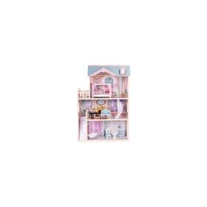 ECOTOYS Дървена къща за кукли ecotoys, 3 етажа, 11 мебели, 123, 5 см (8106)