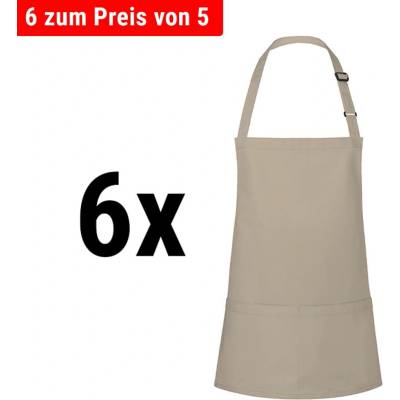 G.Gastro 6 ks Karlowsky Zástěra s laclem krátká Basic písková D9785622