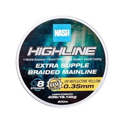 Nash Splietaná šnúra Highline Extra Supple Braid UV Yellow 600 m 0,35 mm 18,14 kg