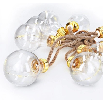 Solight LED dekorativní žárovky na přírodním provazu 10x žárovka 30LED 180cm časovač 3x AA 1V242