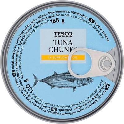 Tesco Tuniak kúsky v slnečnicovom oleji a slanom náleve 185 g
