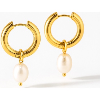 SARINES Zlaté kruhové náušnice s perličkou S1323