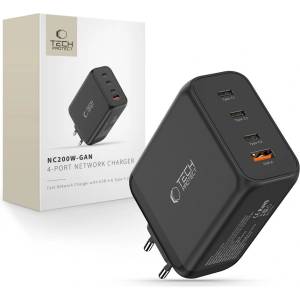 Tech-Protect nc200w-gan 4-port network charger pd 200w / qc3.0 black (5906302352340)