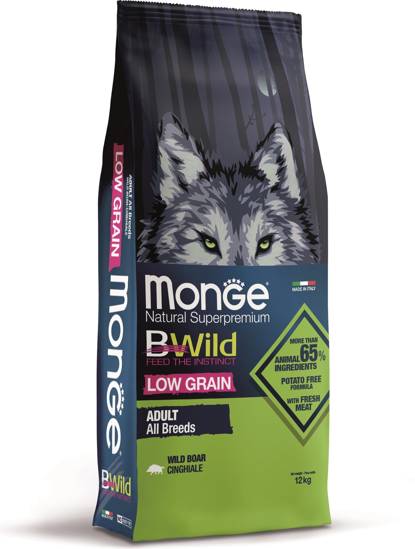 Monge BWild Low Grain アンチョビ 2kg×2 MONGE BWild Low Grain Adult 2,5 kg kompletní krmivo pro