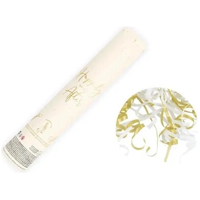 Partydeco svatební vystřelovací serpentýny bílé a zlaté 25 cm