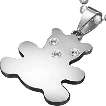 Šperky eshop Přívěsek z chirurgické oceli stříbrné barvy medvídek se zirkony AA07.28