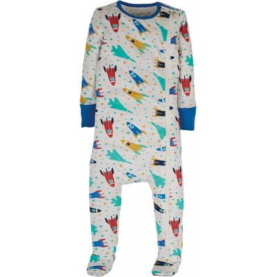 Dětský overal na spaní na zip Barevné závodní rakety Frugi