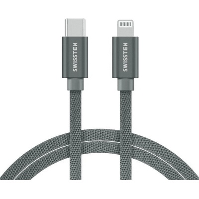 Swissten 71529202 textilní datový USB-C/Lightning, 2m, stříbrný