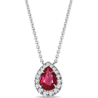 Klenota Elegantný diamantový náhrdelník z bieleho zlata s rubínom k0814052