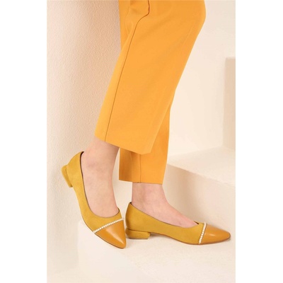 Moda Trend Дамски обувки от велур - Горчица #321923 (321923_Жълт)