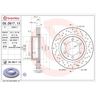 BREMBO Brzdový kotúč 09D6171X