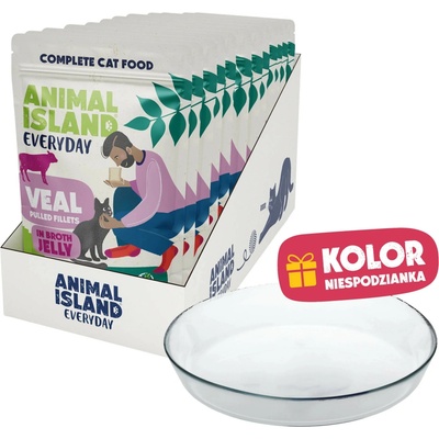ANIMAL ISLAND Everyday Veal in jelly broth Box 12x85 g + talířek zdarma