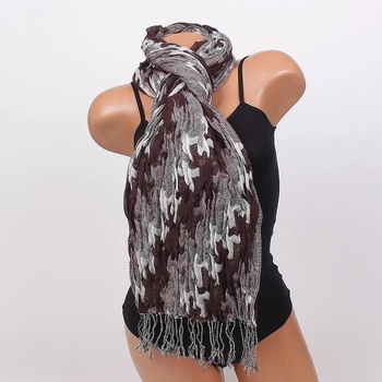 Image 1 of Зимен дамски шал в кафяво и бяло