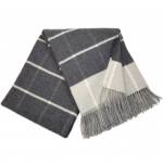 Interblanket Кашмирено Одеяло - Кариран Десен - Тъмносиво И Светлосиво С Ресни - 140x200 См