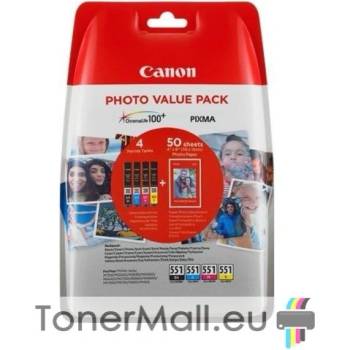 Image 1 of Canon Комплект 4бр. мастилени касети CANON CLI-551 C/M/Y/BK Photo Value Pack + 50sht. photo paper