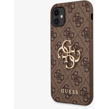 GUESS PU 4G метално лого заден капак за iPhone 11 Brown Guess | Lilav | ЖЕНИ | UNI